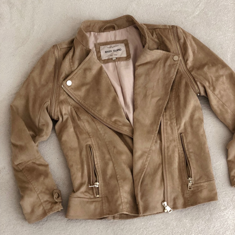 NEW ASOS River Island Faux Suede Moto Biker Jacket